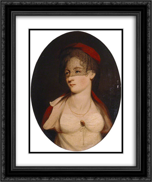 A Veiled Lady 20x24 Black Ornate Wood Framed Art Print Poster with Double Matting by Romney, George