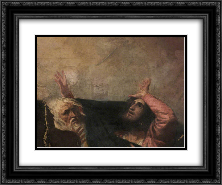 Alonso, King of Naples and Another Figure (fragment of 'The Tempest Act I, Scene 1') 24x20 Black Ornate Wood Framed Art Print Poster with Double Matting by Romney, George