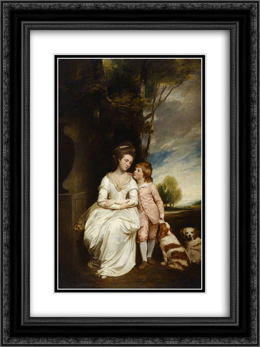 Anne, Countess of Albemarle, and Her Son 18x24 Black Ornate Wood Framed Art Print Poster with Double Matting by Romney, George