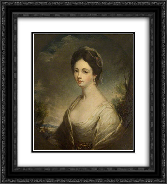 Betsy Hodges (d.1772), Second Wife of Philip Champion de Crespigny 20x22 Black Ornate Wood Framed Art Print Poster with Double Matting by Romney, George