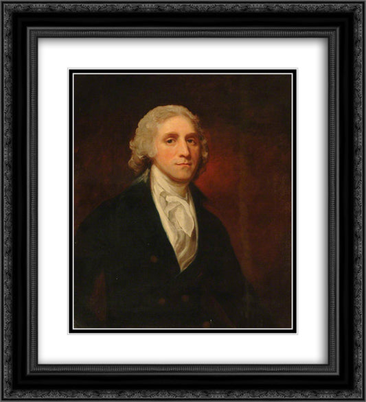 Captain Arthur Forbes 20x22 Black Ornate Wood Framed Art Print Poster with Double Matting by Romney, George