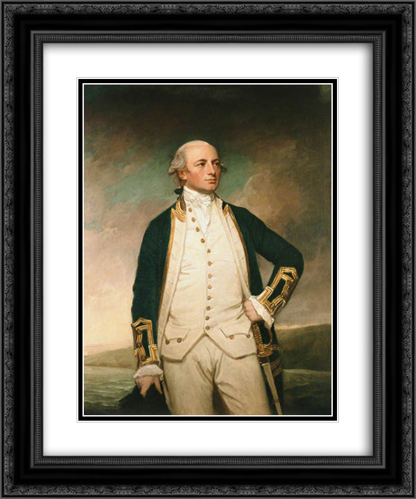 Captain William Peere Williams 20x24 Black Ornate Wood Framed Art Print Poster with Double Matting by Romney, George