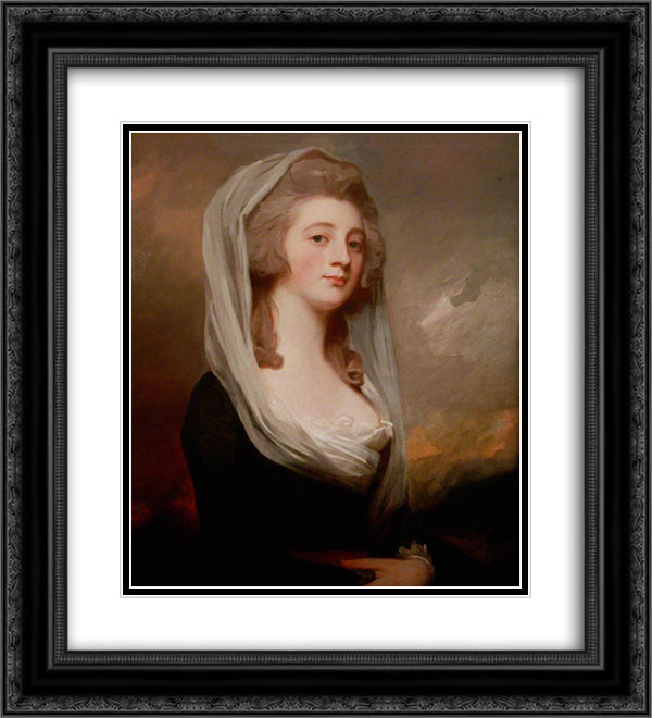 Charlotte Gunning, Later Mrs Stephen Digby 20x22 Black Ornate Wood Framed Art Print Poster with Double Matting by Romney, George