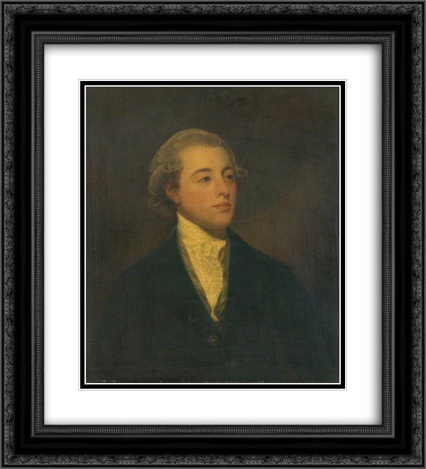 Colonel James Lowther as a Young Man 20x22 Black Ornate Wood Framed Art Print Poster with Double Matting by Romney, George