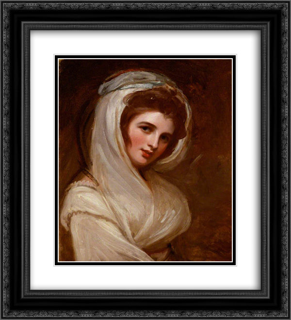 Emma, Lady Hamilton 20x22 Black Ornate Wood Framed Art Print Poster with Double Matting by Romney, George