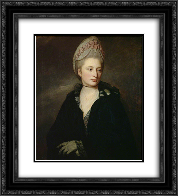 Georgiana, Lady Greville 20x22 Black Ornate Wood Framed Art Print Poster with Double Matting by Romney, George