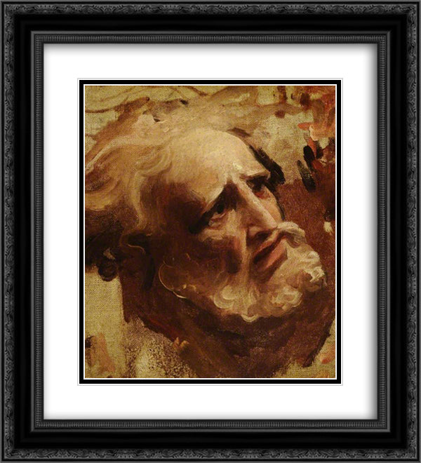 Head of an Apostle 20x22 Black Ornate Wood Framed Art Print Poster with Double Matting by Romney, George