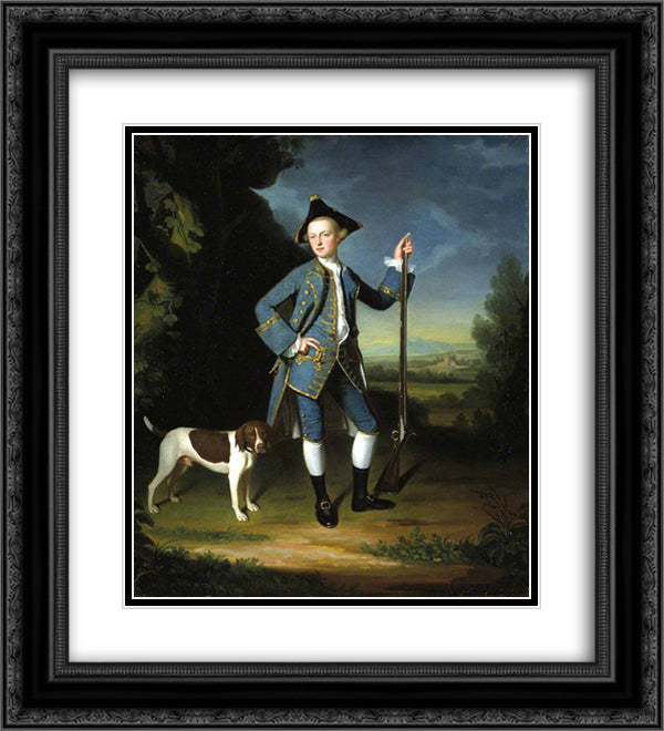 Jacob Morland of Capplethwaite 20x22 Black Ornate Wood Framed Art Print Poster with Double Matting by Romney, George