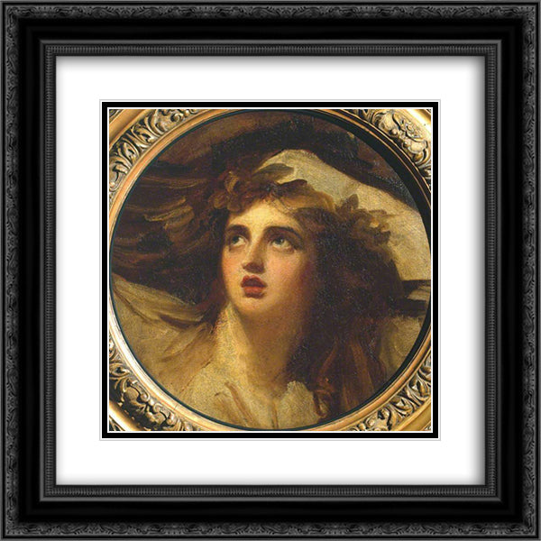 Lady Hamilton as Cassandra 20x20 Black Ornate Wood Framed Art Print Poster with Double Matting by Romney, George