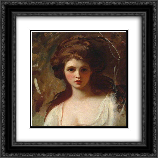 Lady Hamilton as Circe 20x20 Black Ornate Wood Framed Art Print Poster with Double Matting by Romney, George