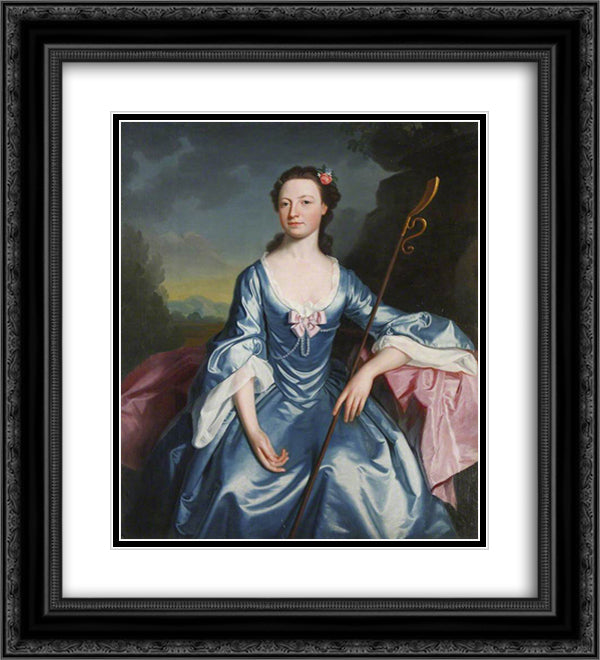 Margaret Messenger (b.1737), Mrs Walter Strickland 20x22 Black Ornate Wood Framed Art Print Poster with Double Matting by Romney, George