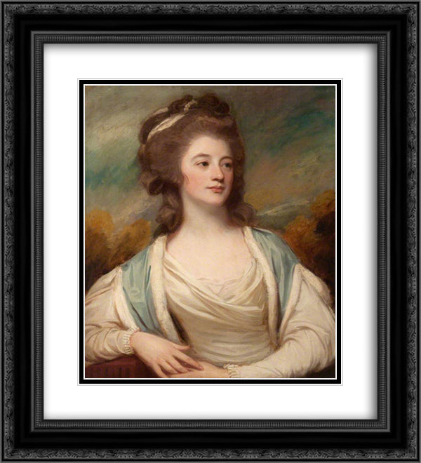 Miss Hariot Milles 20x22 Black Ornate Wood Framed Art Print Poster with Double Matting by Romney, George