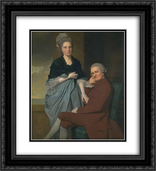 Mr and Mrs William Lindow 20x22 Black Ornate Wood Framed Art Print Poster with Double Matting by Romney, George