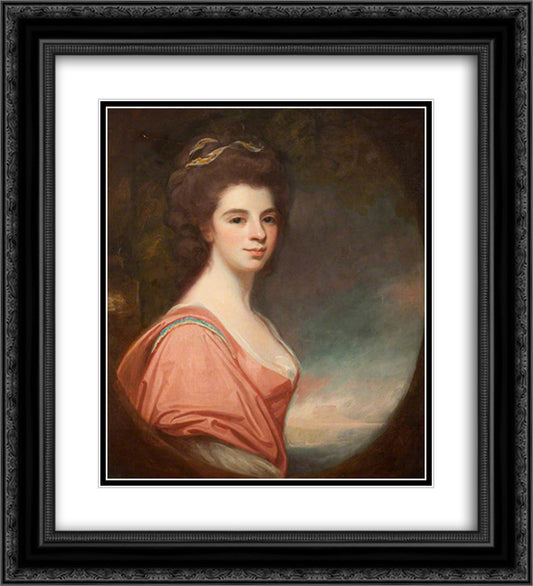 Mrs Christian Cunninghame 20x22 Black Ornate Wood Framed Art Print Poster with Double Matting by Romney, George