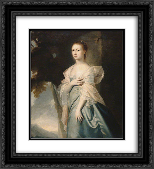 Mrs Margaret Ainslie 20x22 Black Ornate Wood Framed Art Print Poster with Double Matting by Romney, George