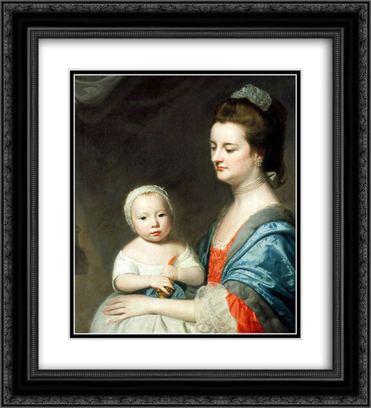 Mrs Marton and Her Son Oliver 20x22 Black Ornate Wood Framed Art Print Poster with Double Matting by Romney, George