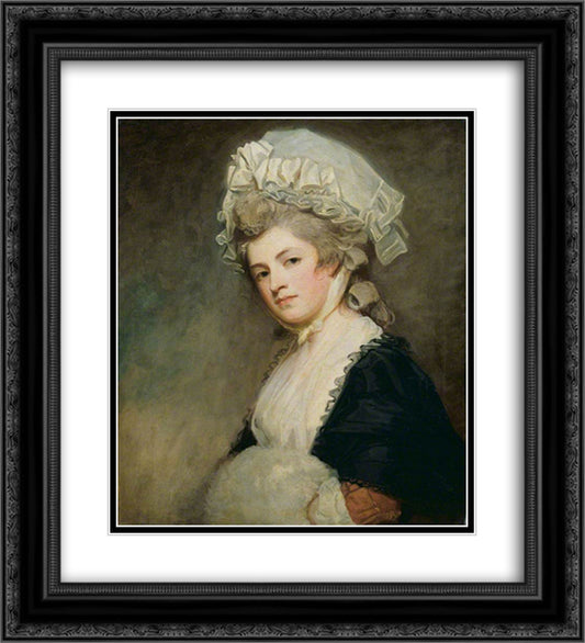 Mrs Mary Robinson 20x22 Black Ornate Wood Framed Art Print Poster with Double Matting by Romney, George