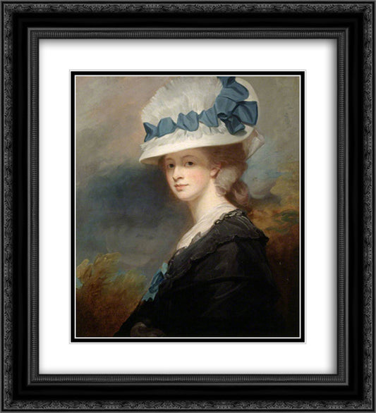 Mrs Musters 20x22 Black Ornate Wood Framed Art Print Poster with Double Matting by Romney, George