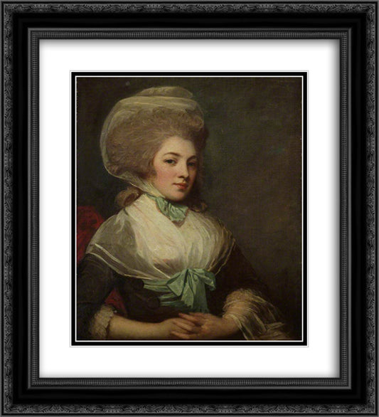 Mrs Newbery 20x22 Black Ornate Wood Framed Art Print Poster with Double Matting by Romney, George