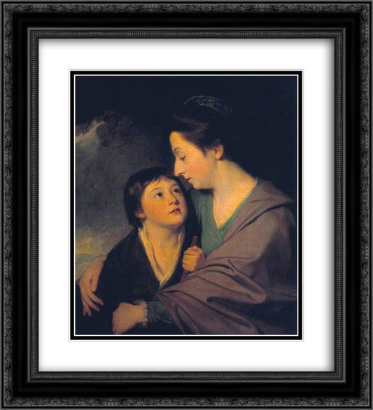 Mrs Richard Cumberland and her Son Charles 20x22 Black Ornate Wood Framed Art Print Poster with Double Matting by Romney, George