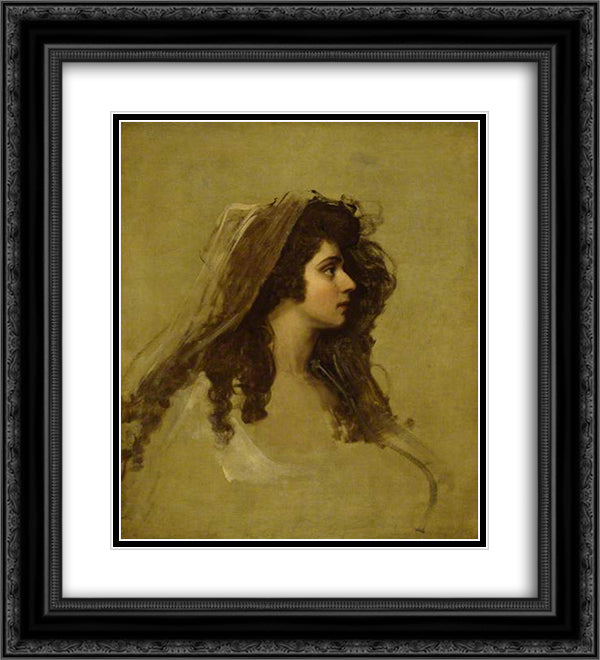 Mrs Siddons 20x22 Black Ornate Wood Framed Art Print Poster with Double Matting by Romney, George