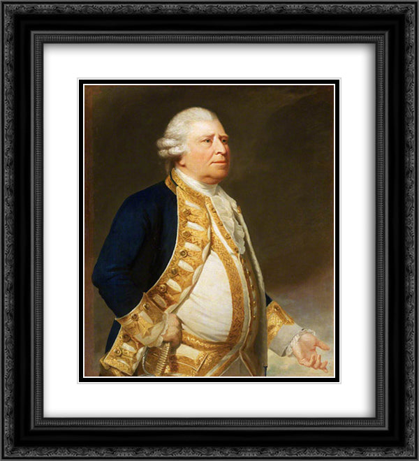 Portrait of a Flag Officer 20x22 Black Ornate Wood Framed Art Print Poster with Double Matting by Romney, George