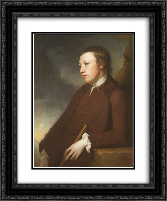 Portrait of a Gentleman 20x24 Black Ornate Wood Framed Art Print Poster with Double Matting by Romney, George