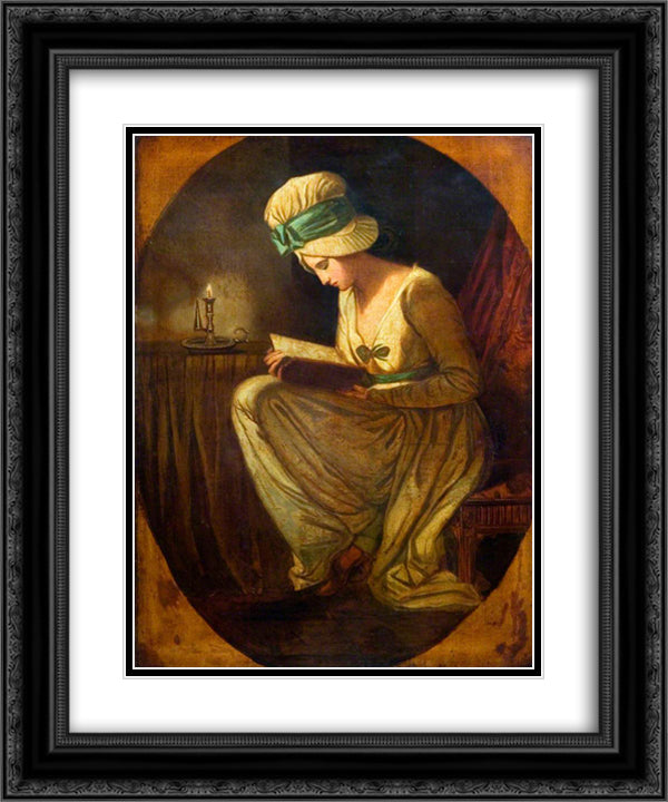 Serena 20x24 Black Ornate Wood Framed Art Print Poster with Double Matting by Romney, George
