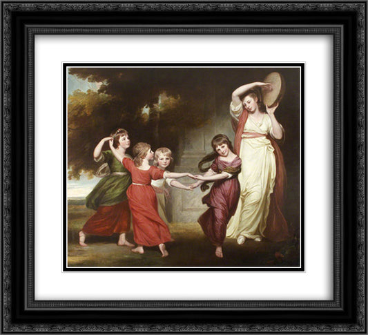 The Gower Family. The Children of Granville, 2nd Earl Gower 22x20 Black Ornate Wood Framed Art Print Poster with Double Matting by Romney, George