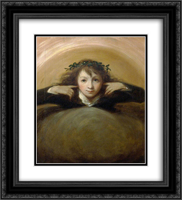 Thomas Alphonso Hayley as 'Puck' 20x22 Black Ornate Wood Framed Art Print Poster with Double Matting by Romney, George