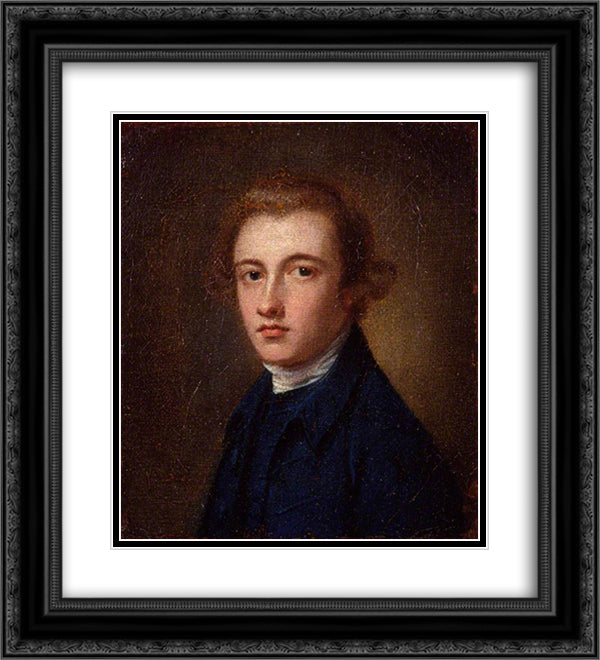 Unknown man, formerly known as Peter Romney 20x22 Black Ornate Wood Framed Art Print Poster with Double Matting by Romney, George