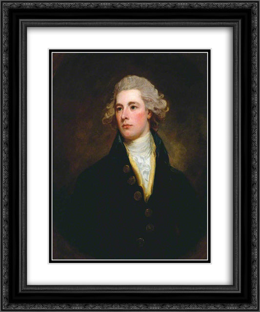 William Pitt the Younger 20x24 Black Ornate Wood Framed Art Print Poster with Double Matting by Romney, George