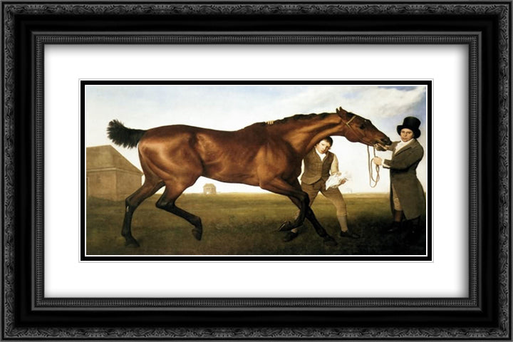 Hambletonian 24x16 Black Ornate Wood Framed Art Print Poster with Double Matting by Stubbs, George