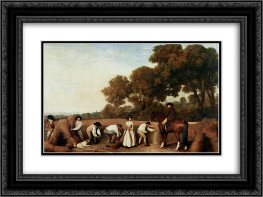 Harvest 24x18 Black Ornate Wood Framed Art Print Poster with Double Matting by Stubbs, George