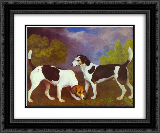 Hound and Bitch in a Landscape 24x20 Black Ornate Wood Framed Art Print Poster with Double Matting by Stubbs, George