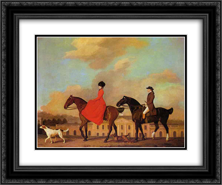 John and Sophia Musters riding at Colwick Hall 24x20 Black Ornate Wood Framed Art Print Poster with Double Matting by Stubbs, George