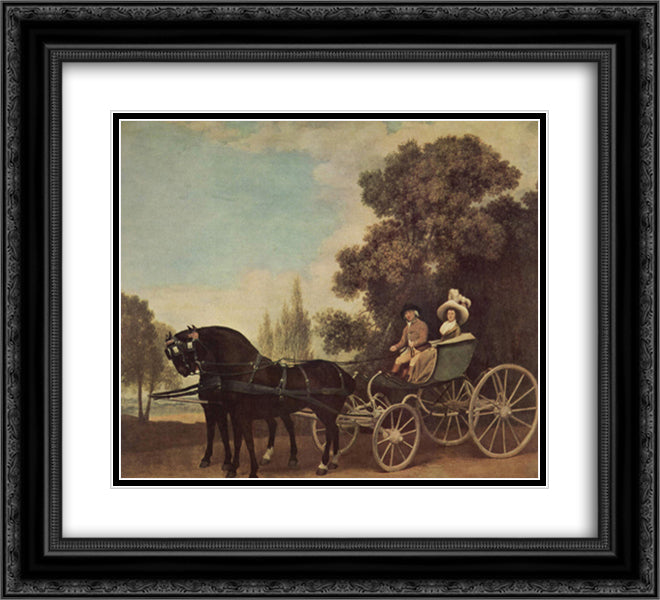 Lord and Lady in a Phaeton 22x20 Black Ornate Wood Framed Art Print Poster with Double Matting by Stubbs, George