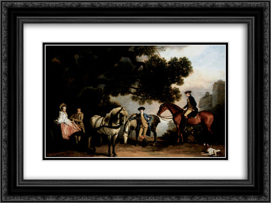 Melbourne and Milbanke Families 24x18 Black Ornate Wood Framed Art Print Poster with Double Matting by Stubbs, George