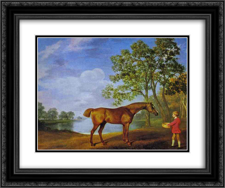 Pumpkin with a Stable Lad 24x20 Black Ornate Wood Framed Art Print Poster with Double Matting by Stubbs, George