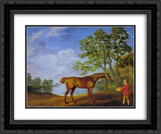 Pumpkin with a Stable Lad 24x20 Black Ornate Wood Framed Art Print Poster with Double Matting by Stubbs, George