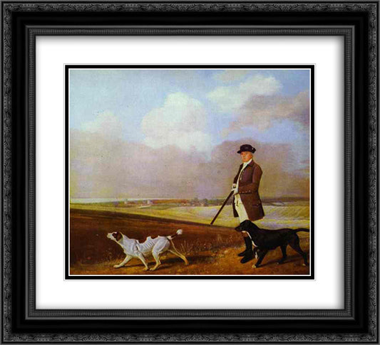 Sir John Nelthorpe, 6th Baronet out Shooting with his Dogs in Barton Field, Lincolnshire 22x20 Black Ornate Wood Framed Art Print Poster with Double Matting by Stubbs, George