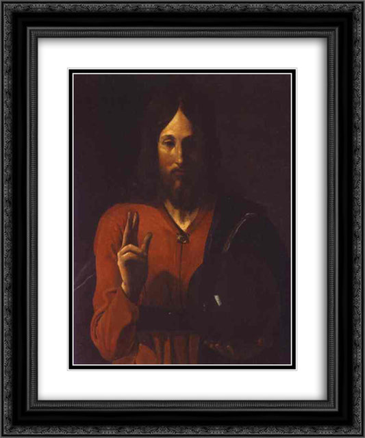 Christ Benissant 20x24 Black Ornate Wood Framed Art Print Poster with Double Matting by La Tour, Georges de