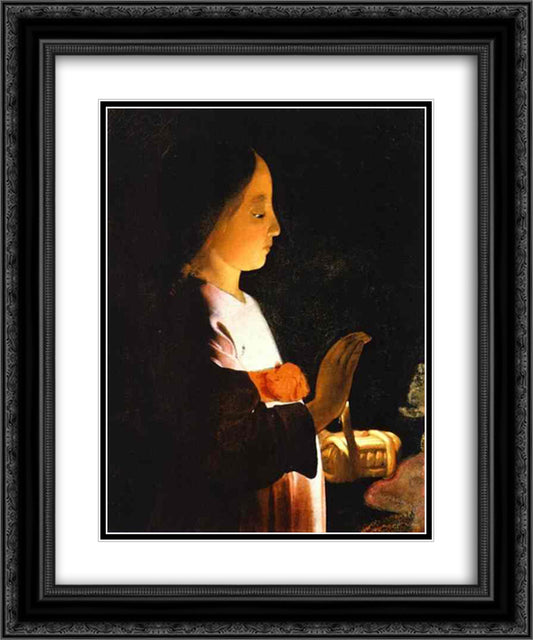 Education of the Virgin (detail) 20x24 Black Ornate Wood Framed Art Print Poster with Double Matting by La Tour, Georges de