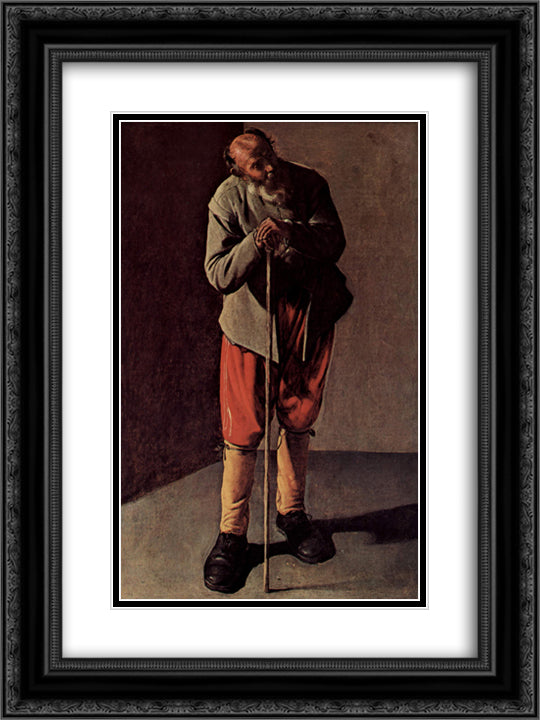 Old Man 18x24 Black Ornate Wood Framed Art Print Poster with Double Matting by La Tour, Georges de