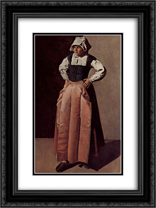 Old Woman 18x24 Black Ornate Wood Framed Art Print Poster with Double Matting by La Tour, Georges de