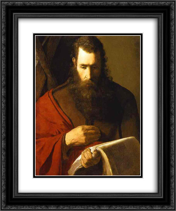 St. Andrew 20x24 Black Ornate Wood Framed Art Print Poster with Double Matting by La Tour, Georges de