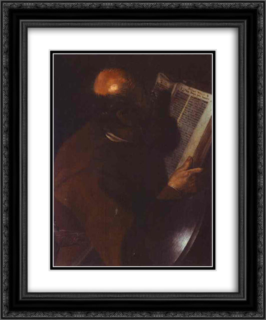 St. Matthew 20x24 Black Ornate Wood Framed Art Print Poster with Double Matting by La Tour, Georges de