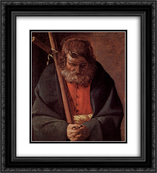 St. Philippe 20x22 Black Ornate Wood Framed Art Print Poster with Double Matting by La Tour, Georges de