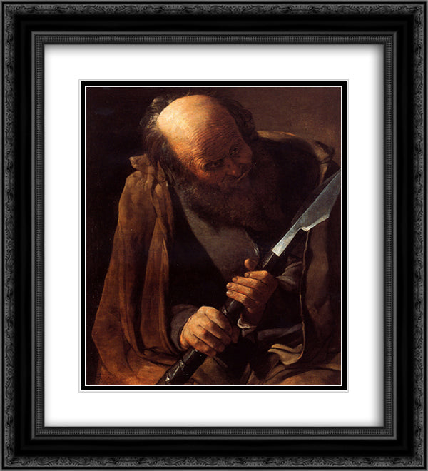 St. Thomas 20x22 Black Ornate Wood Framed Art Print Poster with Double Matting by La Tour, Georges de