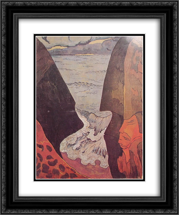 Cliffs near Camaret 20x24 Black Ornate Wood Framed Art Print Poster with Double Matting by Lacombe, Georges